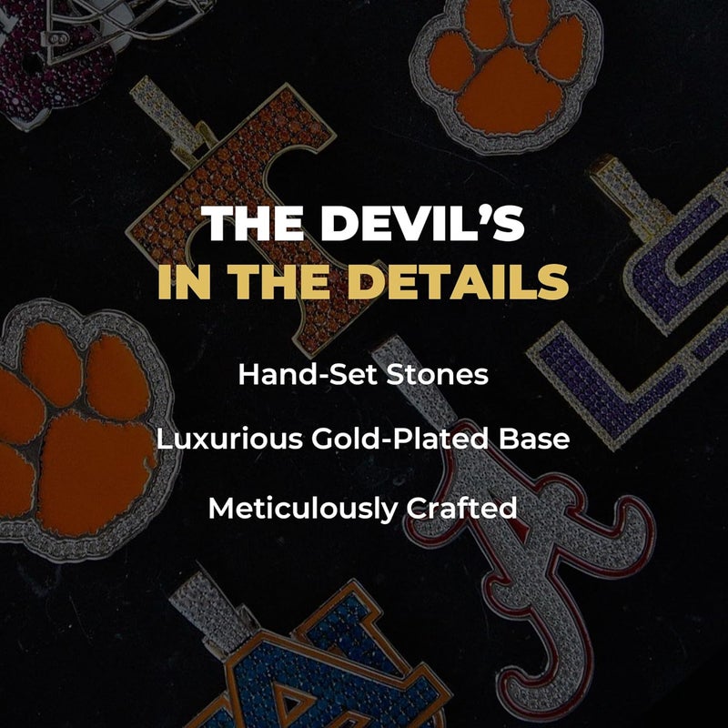 GLD Officially Licensed NCAA College Sports Team Micro Logo Pendant - Gold Plated Iced Out Necklace Charm - Image 3